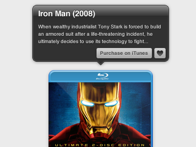 Iron Man blu ray iron man jewel case overlay tooltip ui user interface web