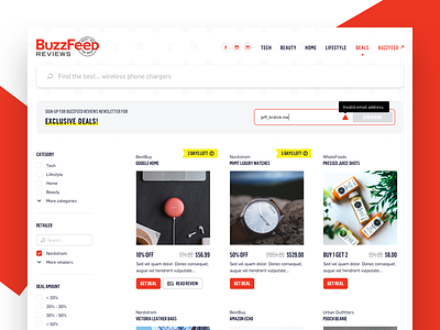 BuzzFeed Reviews - Ecommerce Web ecommerce filter products responsive sort ui user interface userexperience ux web