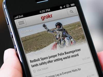 Grokr's Top News - iPhone UI collective ray event ios iphone map navbar news photoshop retina ui user interface