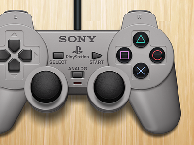 DualShock 3d controller dualshock emulation gray illustration mac openemu playstation ps1 psone psx sony video games wood