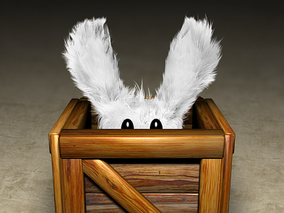 Unused MacRabbit Icon 3d box brown cartoon concrete crate fur hare icon illustration mac rabbit warehouse white wood