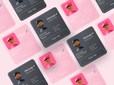 Personal Card Concept 3d art dark design desktop flat illustration minimal mobile pink ui