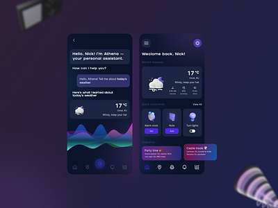 Voice assistant Athena. App concept