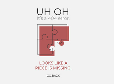 404 Error: Puzzle piece 404 404 error page 404 page adobe illustrator dribbbleweeklywarmup graphic design illustration minimal missing page montserrat puzzle