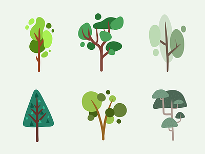 Abstract tree illustrations (set one) abstract forest green illustration plants trees vector