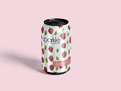 sparkle//a strawberry and basil flavored soda adobe fresco adobe photoshop beverage creative design dribbbleweeklywarmup drink fruit graphic design herbs minmal natural pop product design soda watercolor