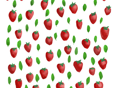 Strawberries and basil leaves watercolor illustrations adobe fresco adobe photoshop background basil basil leaves fruit graphic design herb illustration strawberries strawberry vector wallpaper watercolor