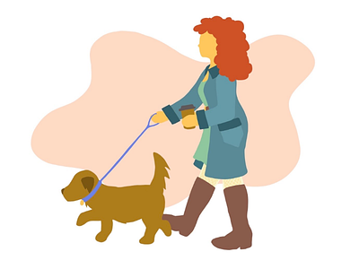 Out for a stroll on a chilly morning. adobe fresco dog illustration lifestyle woman