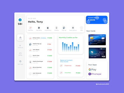 sbi dash adobe xd bank ui branding design dashboad dashboard design dashboard ui design ui xd design