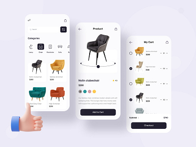 Furniture E-Commerce App Concept app app design application design illustration minimal mobile app mobile ui ui ux