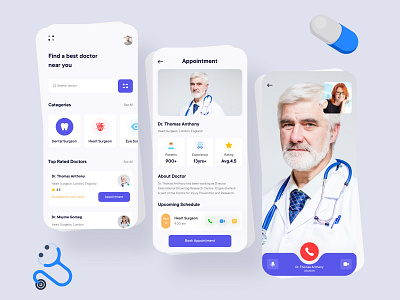 Doctor Appointment App app app design application design flat icon minimal mobile app ui ux