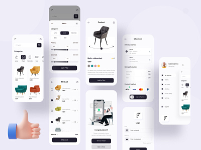 Furniture E-Commerce App Concept app app design application design e commerce illustration ios minimal mobile app product uiux
