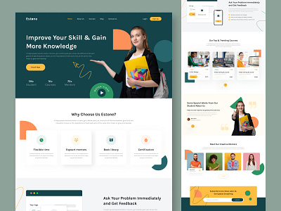 Online Education landing Page application branding course design education education landimg page landing page mentors minimal online online education teaching ui ux website