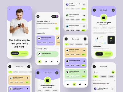 Job Finder Mobile App app app design application branding design full time haring job job finder job search minimal mobile app remote ui user interface ux