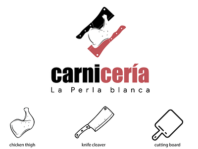Butcher Logo: La Perla Blanca butcher logo design butcher branding butcher logo knife meat logo