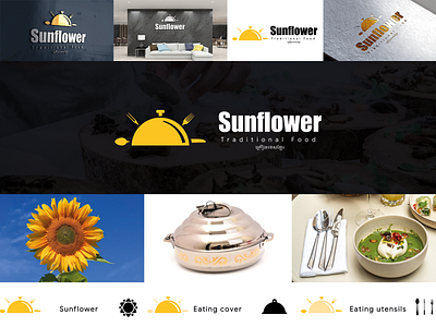 Resturant Logo Design: Sunflower traditional food brand branding dish logo eat logo identity logo design restaurant logo sunflower logo visual identity
