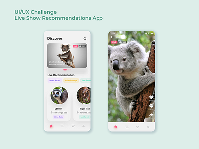 UI/UX Challenge: Live Show Recommendations App design challenge live app livestream ui ux