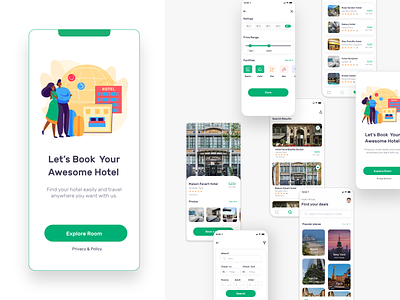 Hotel Booking App app design bar cafe clean app find hotel hotel booking illustration location luxury hotel resturant travel travel app ui ui design ui ux