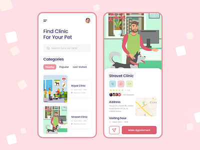 Pet Care | Mobile App animal appointment cat consulting doctor hospital app illustration mobile app nutrition pet care pet clinic ui ux vet clinic app