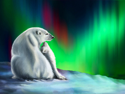 Polar Bears digital painting illustration photoshop