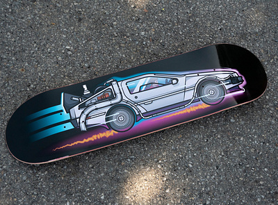 DeLorean Skateboard design illustration vector