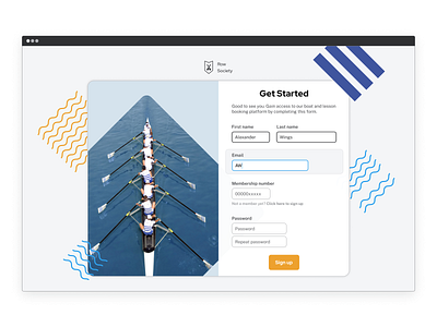 Rowing community - sign up explorations explorations nielsjoop rowcommunity rowing rowingcommunity rowingteam sign up signup signupflow ui uidesign ux uxdesign
