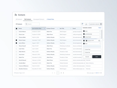 Table component with customisable columns columns component componentdesign customisable customisablecolumns dashboard nielsjoop product product design table ui uidesign ux uxdesign webdesign