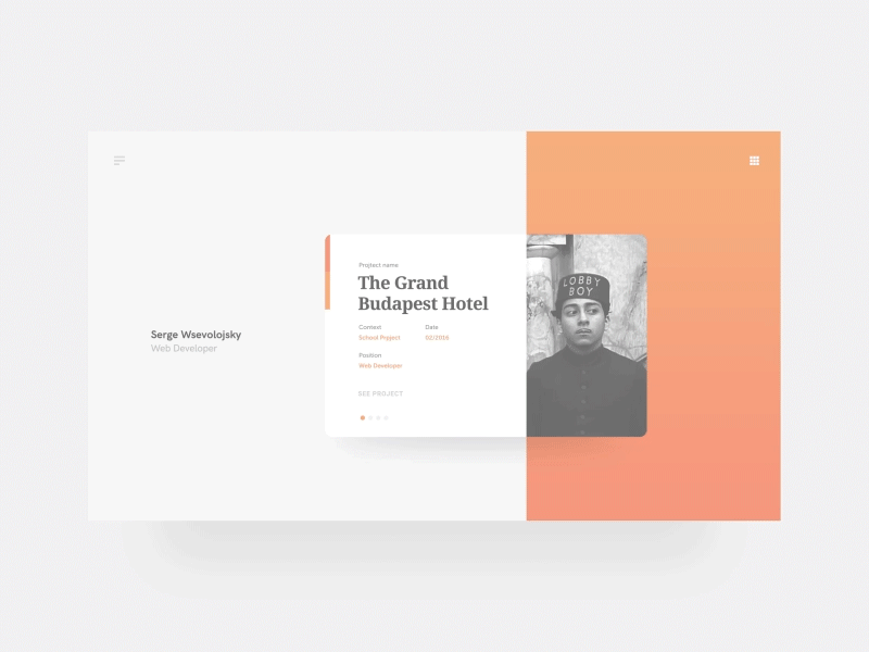 Portfolio animation - Serge Wsevolojsky motion web design orange blue portfolio gradient gif cards animation
