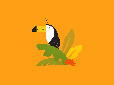 Toucan bird illustration illustrator monstera palm rainforest toucan tropical tropical leaves