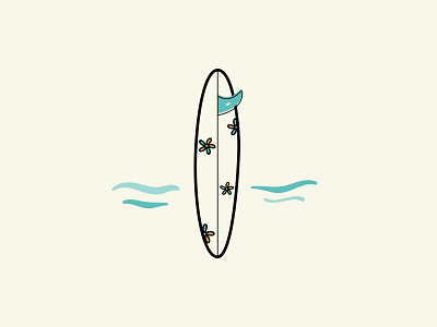 Surfboard beach fin flowers illustration longboard ocean surf surfboard surfing vector