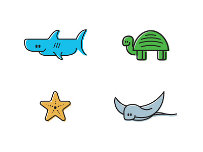 Nature Center Animals animals illustration kids nature center ocean sea shark starfish stingray turtle