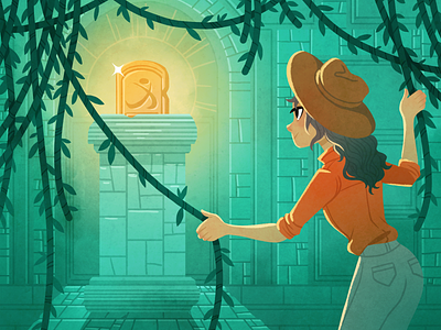 Discover VES adventure adventurer design explorer illustration jungle orange teal temple treasure vine