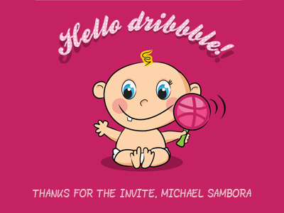 Dribbblebaby Shot baby draft dribbble illustration invitation invite rattle