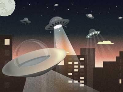 Invasion illustration invasion night old film space ufo