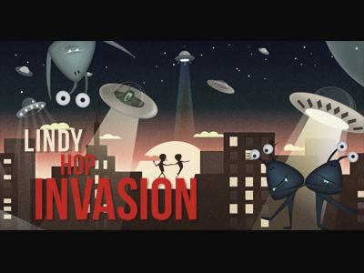 Invasion illustration invasion lindy hop night old film space ufo