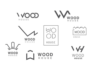Wood House Logo building design house identity logo