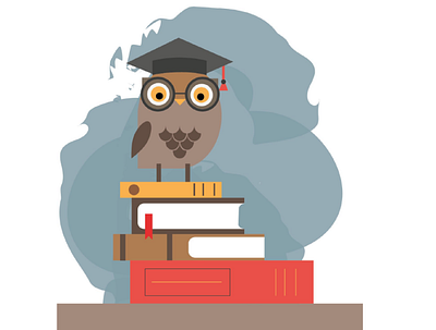 Knowledge Owl book childish illustration owl school vector