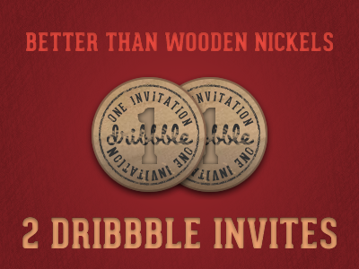 2 Dribbble Invites invite invites tokens wood