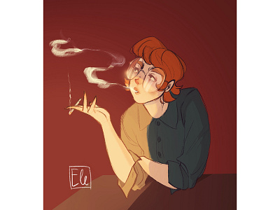 Morning cigarette character characterdesign design girl glasses illustration smoking