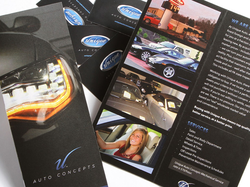 Unique Auto Concepts brochure car layout logo pittsburgh ocreations