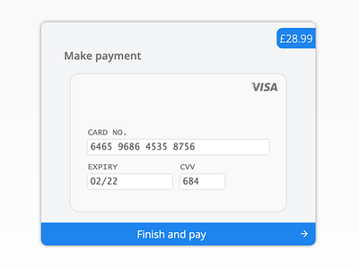 Debit/Credit card payment page