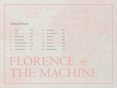 Florence + the Machine - Dance Fever album antique ceremonials dance dance fever feminine floral florence florence and the machine indie lungs music pink print record retro rock n roll vintage vinyl witchcraft