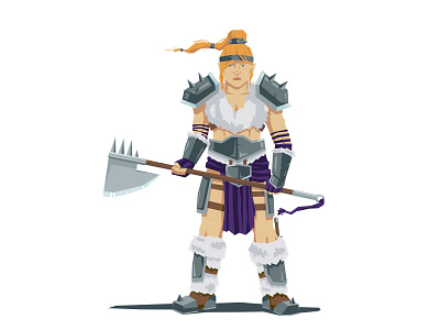 Dwarf Warrior Woman armor axe character fur illustration ponytail vector warrior woman