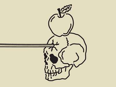 Nobody's Perfect apple arrow line art skull tattoo