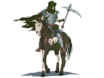 Undead Knight armor character fantasy horse knight scythe skull undead vector