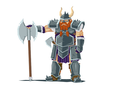 Dwarf warrior armor axe beard character dwarf fantasy horns vector warrior