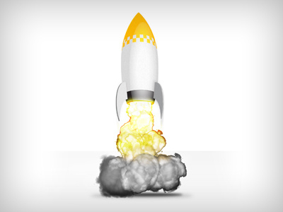 We have lift off! 3d illustration launch rocket smoke