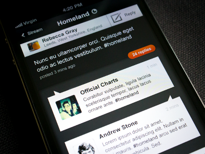 iPhone comment stream app iphone ui