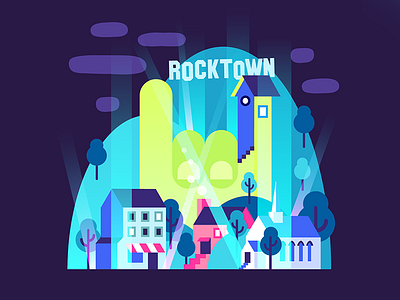 Rocktown album cover illustration night town