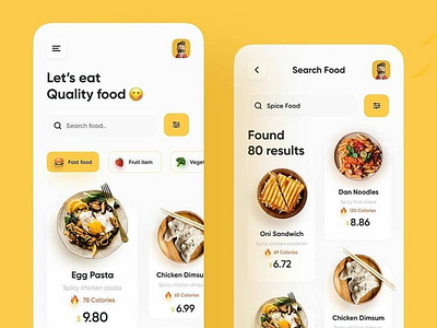 Quality food for healthy living app clean flat graphic design illustrator minimal ui ux vector